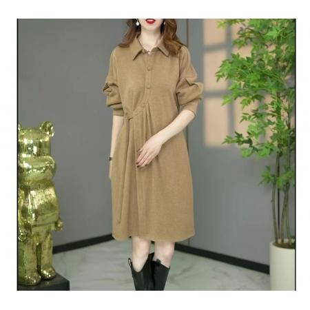 FA50979# 原创设计师款高货欧版洋气加厚衬衣领宽松遮肉连衣裙a字打底裙 服裝批發女裝批發服飾貨源