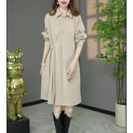 FA50979# 原创设计师款高货欧版洋气加厚衬衣领宽松遮肉连衣裙a字打底裙 服裝批發女裝批發服飾貨源