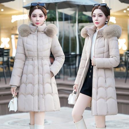 FA51006# 棉衣女中长款款冬季新款大毛领保暖棉服韩版时尚修身厚棉袄   服裝批發女裝批發服飾貨源