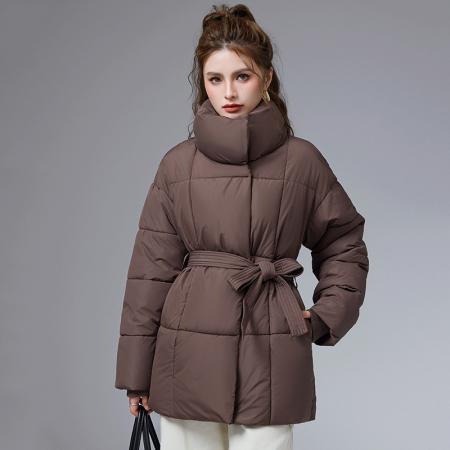 冬季新款棉衣立领腰带显瘦女宽松百搭棉袄时尚韩版棉服女外套   服裝批發女裝批發服飾貨源