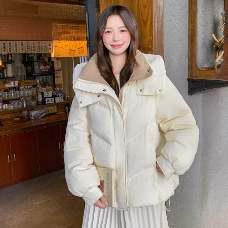 连帽女式棉衣新款冬季小众设计时尚棉服女宽松面包服加厚外套   服裝批發女裝批發服飾貨源