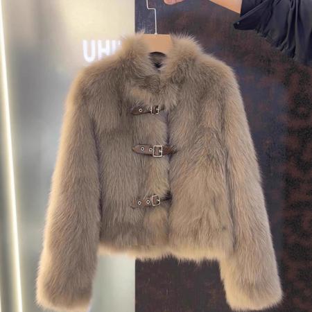 欧美跨境外贸爆款设计感仿狐狸毛皮毛一体外套女冬季新款毛毛上衣   服裝批發女裝批發服飾貨源