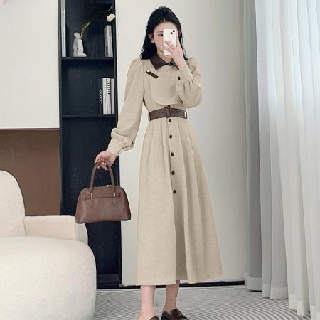 秋冬长袖灯芯绒连衣裙大码流行风格大方得体配大衣内搭打底裙子女   服裝批發女裝批發服飾貨源