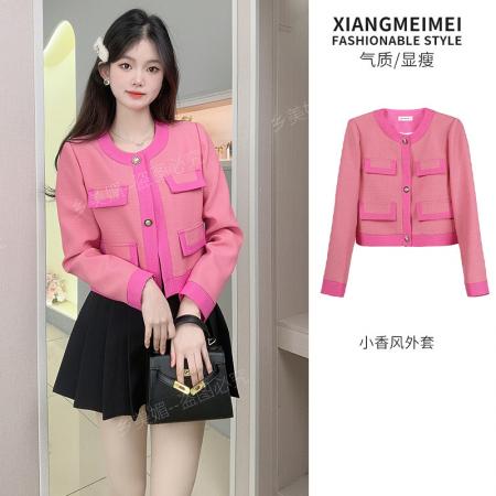 春秋小香风纯欲休闲舒适显瘦气质短款时尚外套 服裝批發女裝批發服飾貨源