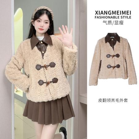 羊羔毛外套女秋冬小香风毛毛复古宽松夹棉毛绒   服裝批發女裝批發服飾貨源