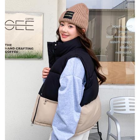 FA51105# 韩国ins新款面包服冬季外套小棉袄拼接羽绒棉衣马甲女韩版 服裝批發女裝批發服飾貨源