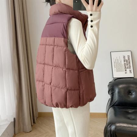 FA51106# 大码羽绒棉马甲新款韩版拼接百搭显瘦立领秋冬背心外套 服裝批發女裝批發服飾貨源
