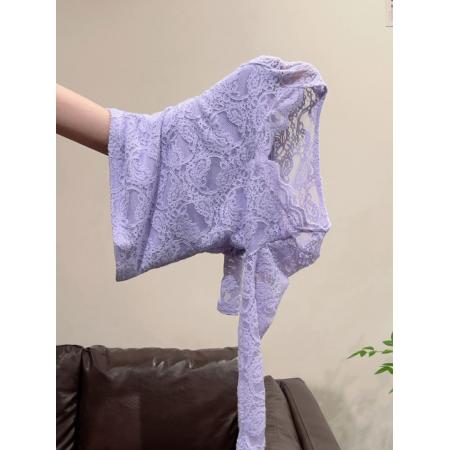 FA51112# 纯欲风蕾丝拼接短款打底衫T恤女秋冬季新款修身显瘦内搭上衣 服裝批發女裝批發服飾貨源