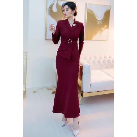 FA51144# 秋冬气场强大高端精致气质女神范高级感轻熟风厅里厅气西装连衣裙 服裝批發女裝批發服飾貨源