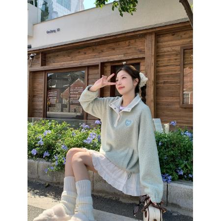 FA51176# 大码大码羊羔毛胖mm高领卫衣加厚摇粒绒上衣外套 服裝批發女裝批發服飾貨源