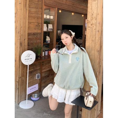 FA51176# 大码大码羊羔毛胖mm高领卫衣加厚摇粒绒上衣外套 服裝批發女裝批發服飾貨源