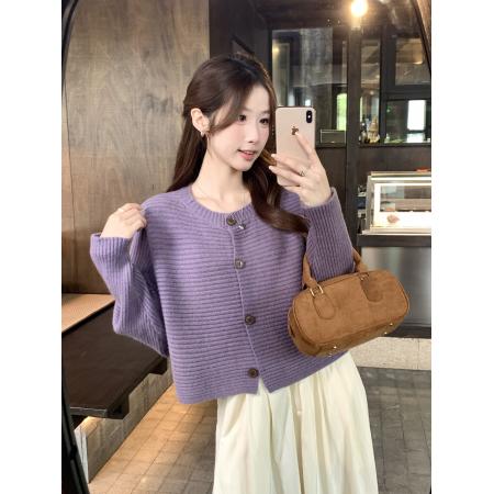 FA51178# 大码设计感短款小香风胖MM休闲减龄毛衣开衫外套 服裝批發女裝批發服飾貨源