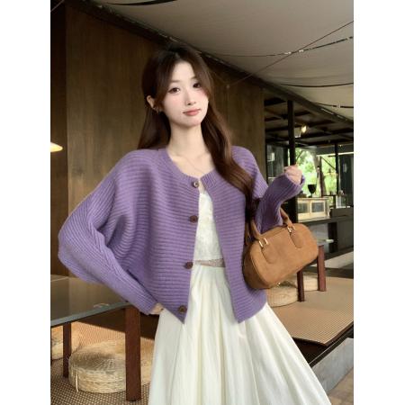 FA51178# 大码设计感短款小香风胖MM休闲减龄毛衣开衫外套 服裝批發女裝批發服飾貨源