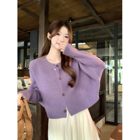 FA51178# 大码设计感短款小香风胖MM休闲减龄毛衣开衫外套 服裝批發女裝批發服飾貨源