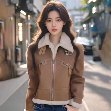 FA51184# 立领夹克冬新款宽松保暖皮毛一体加厚机车服外套 服裝批發女裝批發服飾貨源