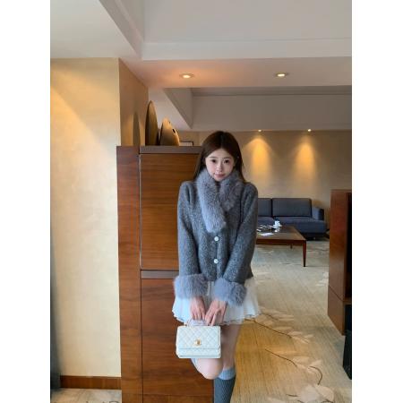 FA51186# 秋冬新款法式小香风毛衣外套女宽松洋气厚仿貂绒针织开衫上衣 服裝批發女裝批發服飾貨源