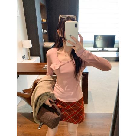 FA51189# 图超好看u领磨毛保暖内搭打底衫可外穿女冬新款爆款上衣 服裝批發女裝批發服飾貨源