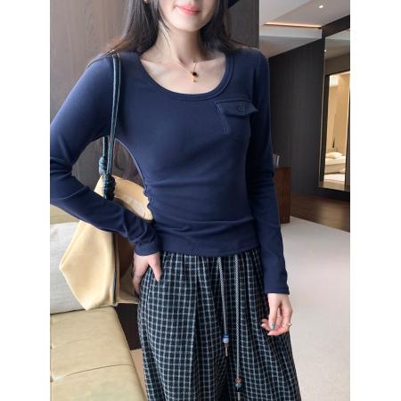 FA51189# 图超好看u领磨毛保暖内搭打底衫可外穿女冬新款爆款上衣 服裝批發女裝批發服飾貨源