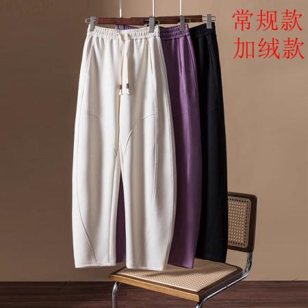 FA51199# 爆款纯棉华棉复合休闲阔腿香蕉裤女春秋冬新款哈伦宽松垂感镰刀裤 服裝批發女裝批發服飾貨源