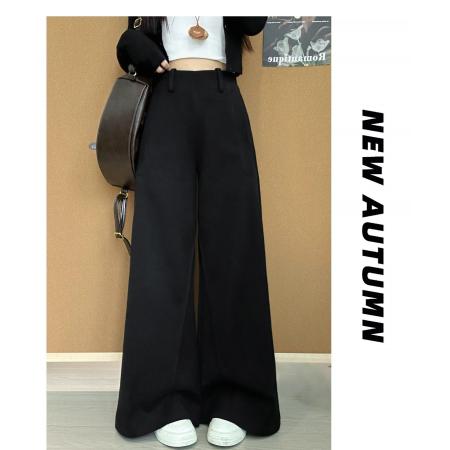 FA51204# 灰色微喇卫裤女秋冬新款韩版阔腿加绒加厚运动慵懒休闲裤子 服裝批發女裝批發服飾貨源