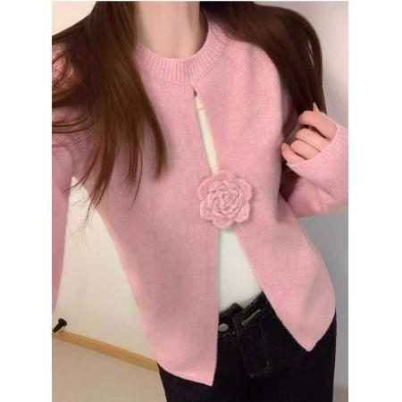 FA51215# 早秋季新款甜美温柔风简约纯色百搭短款外穿针织衫毛衣女 服裝批發女裝批發服飾貨源