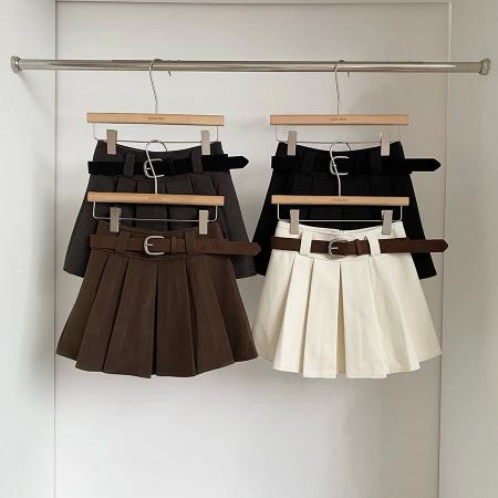 FA51221# 秋冬新款韩系ins温柔简约风纯色百搭高腰防走光A字百褶短裙女 服裝批發女裝批發服飾貨源