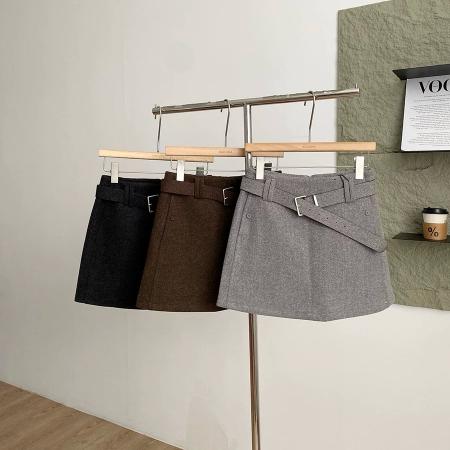 FA51223# 秋冬新款韩版简约纯色复古气质高腰A字裙遮跨修身半身裙女 服裝批發女裝批發服飾貨源