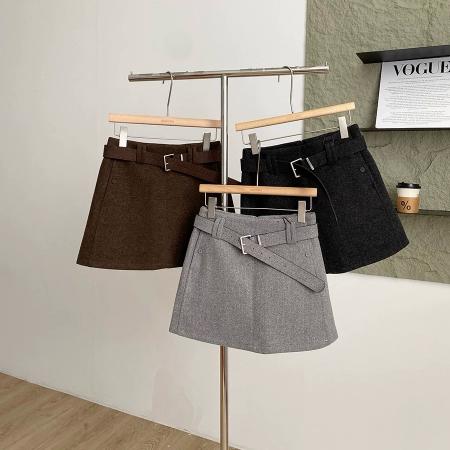 FA51223# 秋冬新款韩版简约纯色复古气质高腰A字裙遮跨修身半身裙女 服裝批發女裝批發服飾貨源