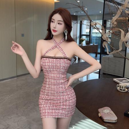 FA51241# 低胸性感小香风紧身包臀短款打底连衣裙 服裝批發女裝批發服飾貨源