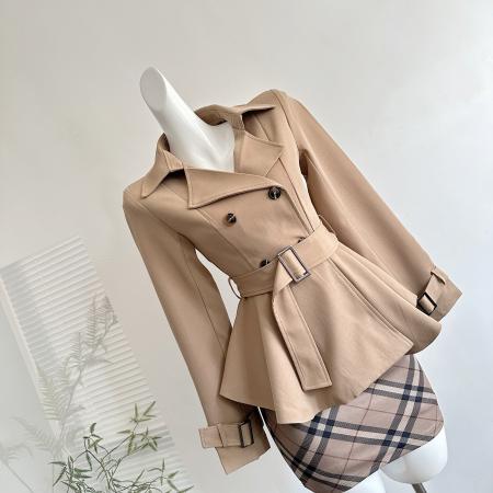 FA51252# 伦敦周末风衣短款设计感收腰显瘦气质时尚套装 服裝批發女裝批發服飾貨源