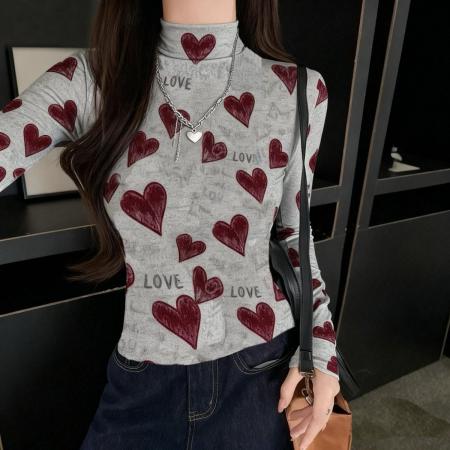 FA51266# 高档气质韩版女秋季洋气减龄长袖遮肚爱心款运动 服裝批發女裝批發服飾貨源