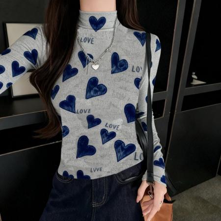 FA51266# 高档气质韩版女秋季洋气减龄长袖遮肚爱心款运动 服裝批發女裝批發服飾貨源