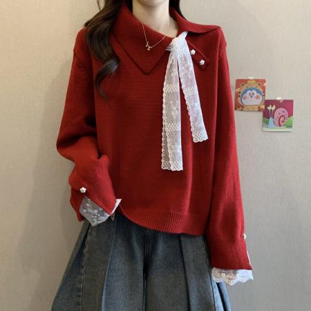 FA51276# 新款长袖宽松微胖大码女装灰色慵懒针织毛衣女秋冬设计感显瘦上衣 服裝批發女裝批發服飾貨源