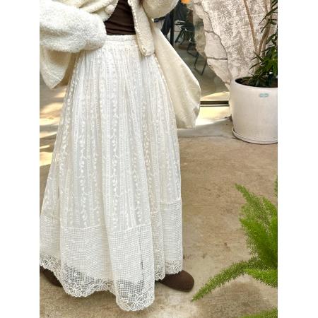 FA51280# 简约气质提花蕾丝长款半身裙女冬季百搭A字长裙 服裝批發女裝批發服飾貨源