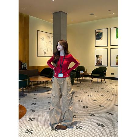 FA51283# 秋冬撞色拼接长袖t恤女内搭打底衫修身上衣女 服裝批發女裝批發服飾貨源