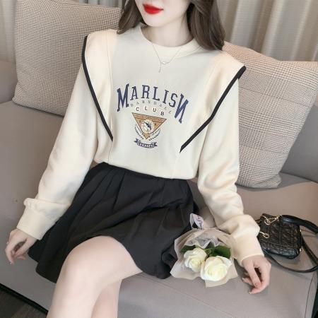 FA51293# 印花圆领卫衣女士时尚百搭长袖上衣小衫外套 服裝批發女裝批發服飾貨源