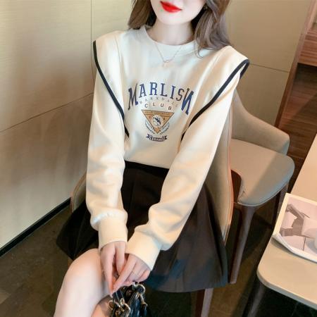 FA51293# 印花圆领卫衣女士时尚百搭长袖上衣小衫外套 服裝批發女裝批發服飾貨源