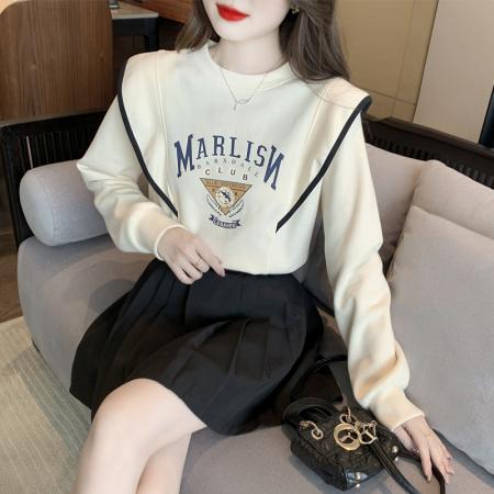 FA51293# 印花圆领卫衣女士时尚百搭长袖上衣小衫外套 服裝批發女裝批發服飾貨源