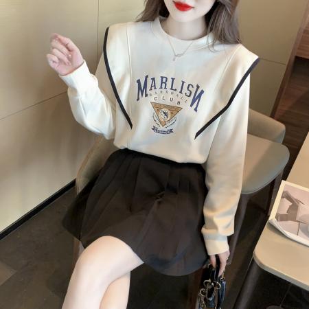 FA51293# 印花圆领卫衣女士时尚百搭长袖上衣小衫外套 服裝批發女裝批發服飾貨源