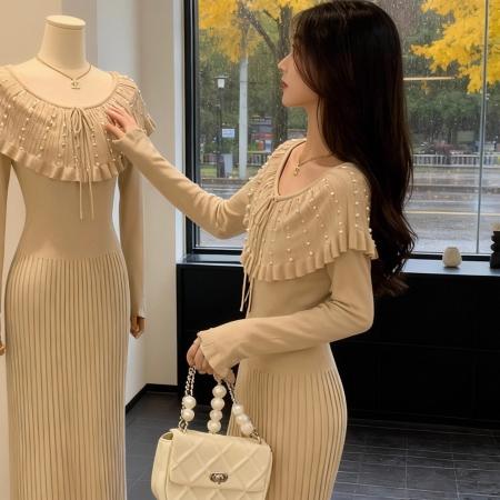 FA51294# 韩国超好看轻熟御姐风针织连衣裙女法式高级感气质女神范包臀长裙 服裝批發女裝批發服飾貨源
