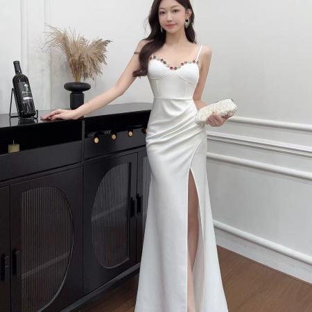 FA51300# 生日party礼服法式气质氛围感吊带露背连衣裙 服裝批發女裝批發服飾貨源