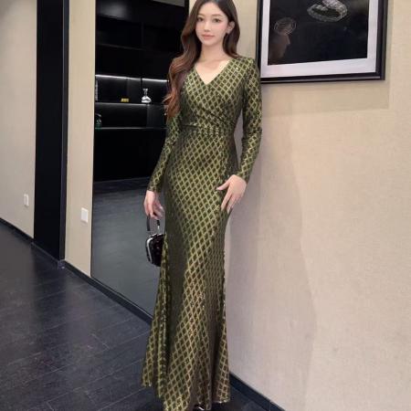 FA51301# 新款印花晚礼服女新款高端敬酒服性感气质宴会连衣裙 服裝批發女裝批發服飾貨源