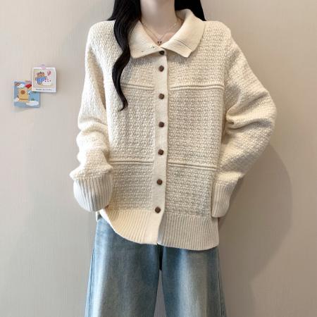 FA51317# 大码女装冬季新款立领单排扣针织衫加厚保暖毛衣 服裝批發女裝批發服飾貨源