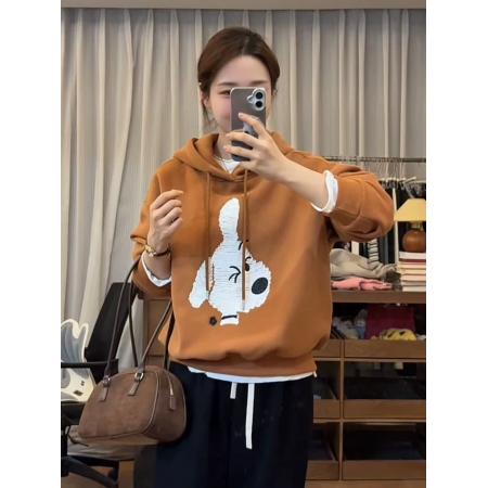 FA51321# 纯棉华棉复合奥粒绒卫衣女秋冬季卡通印花潮连帽保暖上衣 服裝批發女裝批發服飾貨源