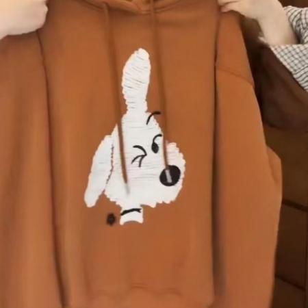 FA51321# 纯棉华棉复合奥粒绒卫衣女秋冬季卡通印花潮连帽保暖上衣 服裝批發女裝批發服飾貨源