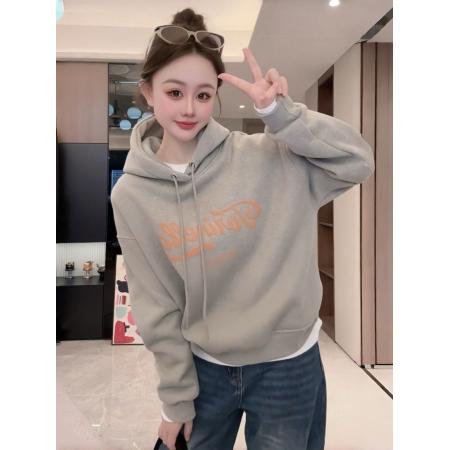 FA51323# 纯棉华棉复合奥粒绒卫衣女秋冬季新款潮宽松连帽保暖上衣 服裝批發女裝批發服飾貨源