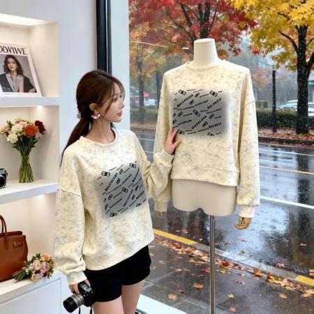 FA51334# 秋季新款韩版时尚宽松字母印花卫衣气质甜美百搭圆领上衣 服裝批發女裝批發服飾貨源