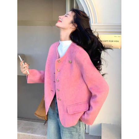 FA51335# 小香风双面羊绒大衣女短款秋冬新款小个子气质显瘦羊毛呢外套 服裝批發女裝批發服飾貨源