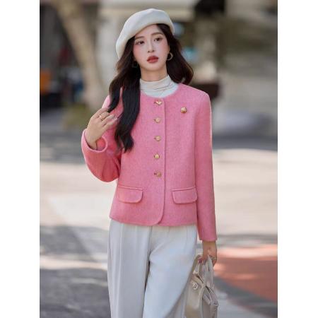 FA51335# 小香风双面羊绒大衣女短款秋冬新款小个子气质显瘦羊毛呢外套 服裝批發女裝批發服飾貨源