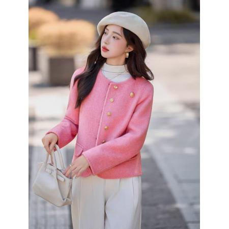 FA51335# 小香风双面羊绒大衣女短款秋冬新款小个子气质显瘦羊毛呢外套 服裝批發女裝批發服飾貨源